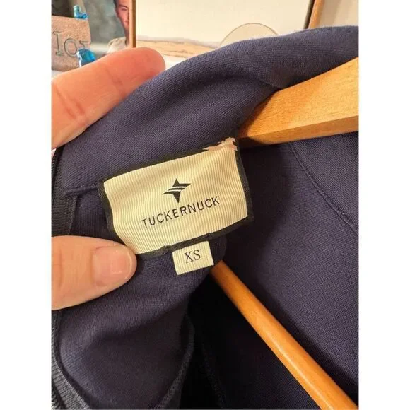 Tuckernuck Dress Women Navy Blue Cowgirl Suede Fringe Long Sleeve Size XSmall - Picture 5 of 9